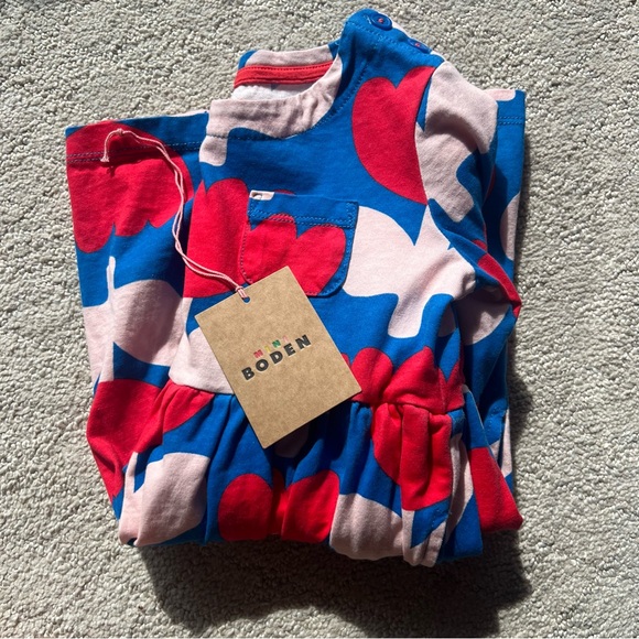 Mini Boden Long Sleeve Jersey Dress with Pockets in Blue Tulip Print 3-4Y - Picture 6 of 6